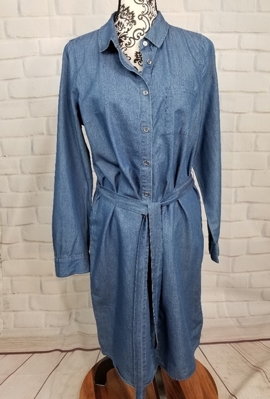 The Limited button front chambray tie waist dress